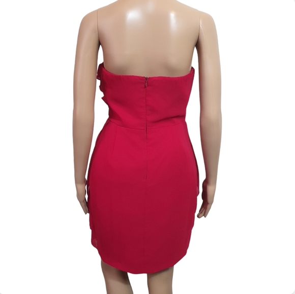 Pilgrim Australia pink strapless mini dress Sze 10 ruffled tiered cocktail party - Picture 2 of 6